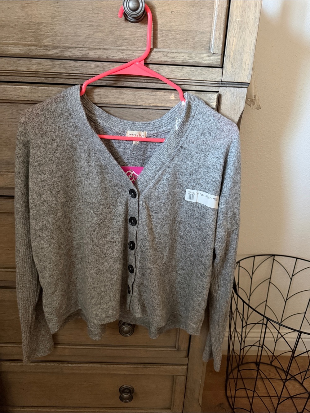 Gray Button Long Sleeve NWT